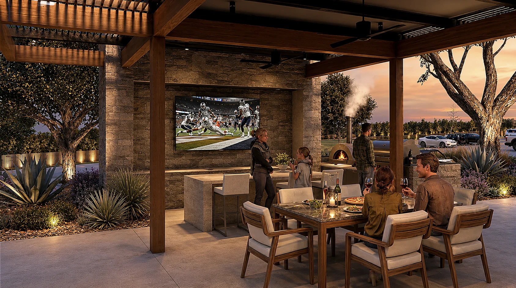 Rendering of Viana's shade and open-air spaces in the community.